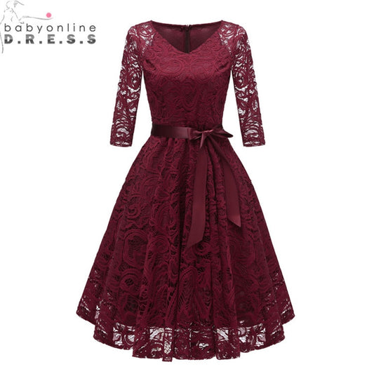 Sleeve Lace Appliques Evening Dress