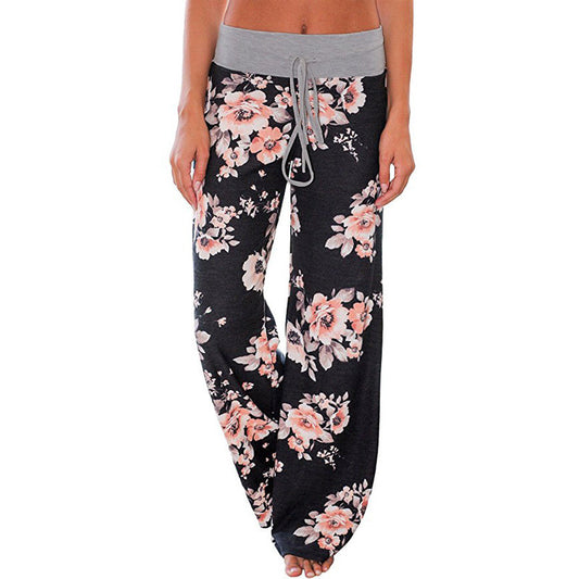 Women Loose Floral Print Wide Leg Pants